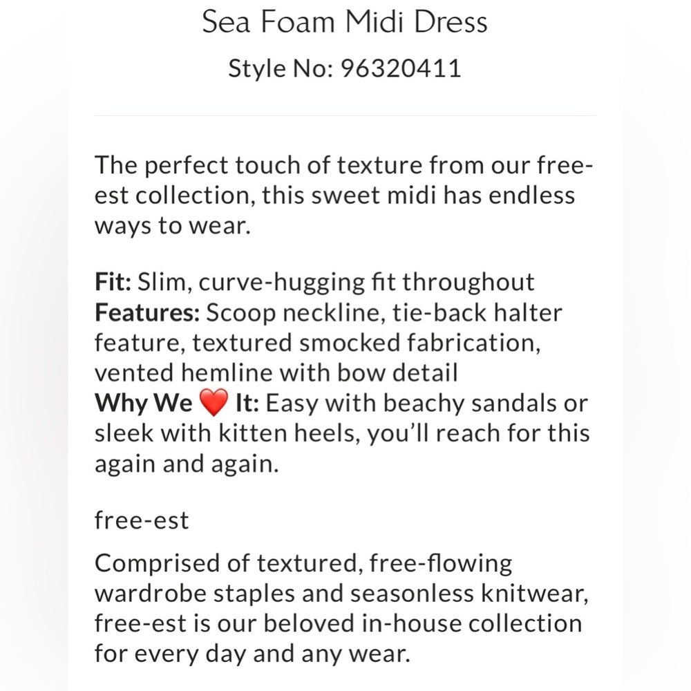Free People Sea Foam Cream Halter Midi Dress with Side Bow size medium - Picture 4 of 14